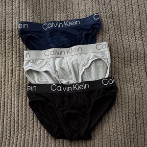 Calvin Klein Men's Briefs Trio - Navy, Light Gray, and Black